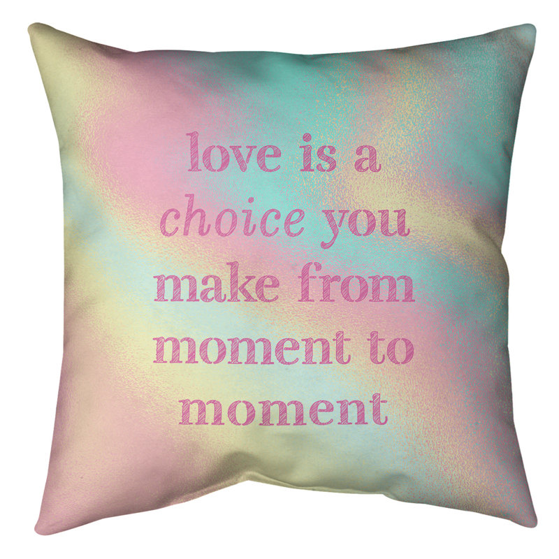 Coussin de sol Love is a choice, H 28 po x l 28 po, Arc-en-ciel pastel
