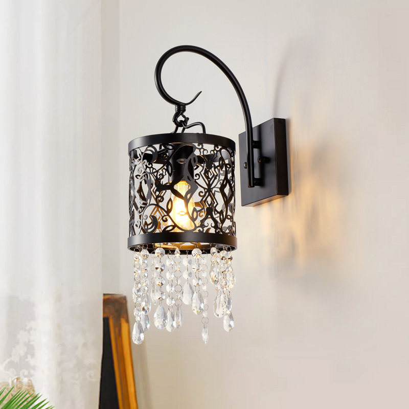 1-Light 16cm Dimmable Crystal Armed Sconce