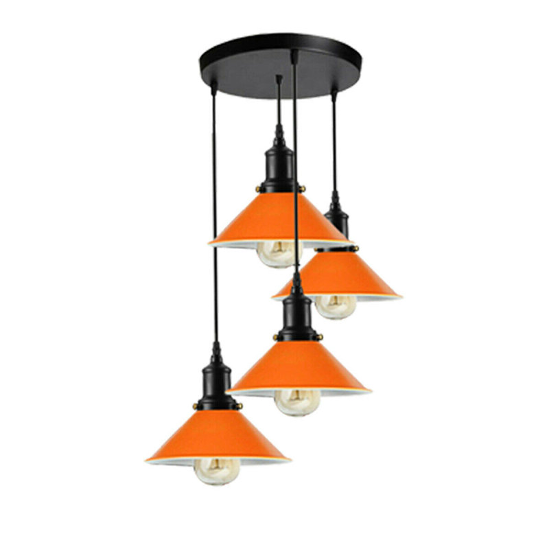 Brecksville 4 - Light Black Cluster Pendant, Orange
