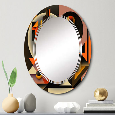 Pascalle Multicolor Geometric Orange Shapes I - Modern Geometric Wall Mirror