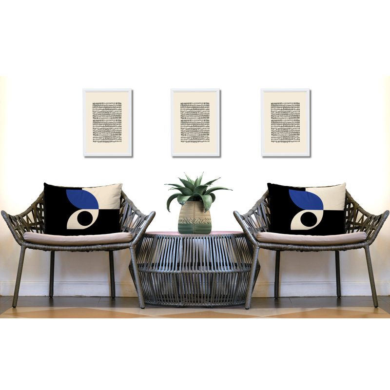 Josi Spun Polyester Indoor/Outdoor Throw Pillow, Navy Blue