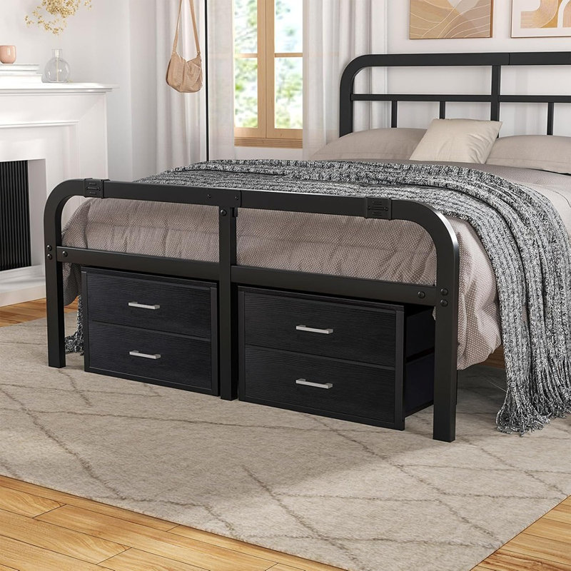 Ensemble de 2 tiroirs empilables avec rangement pour commode et commode 2 tiroirs en tissu noir