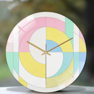 12" Round Tempered Glass Wall Clock with Silent Quartz Movement