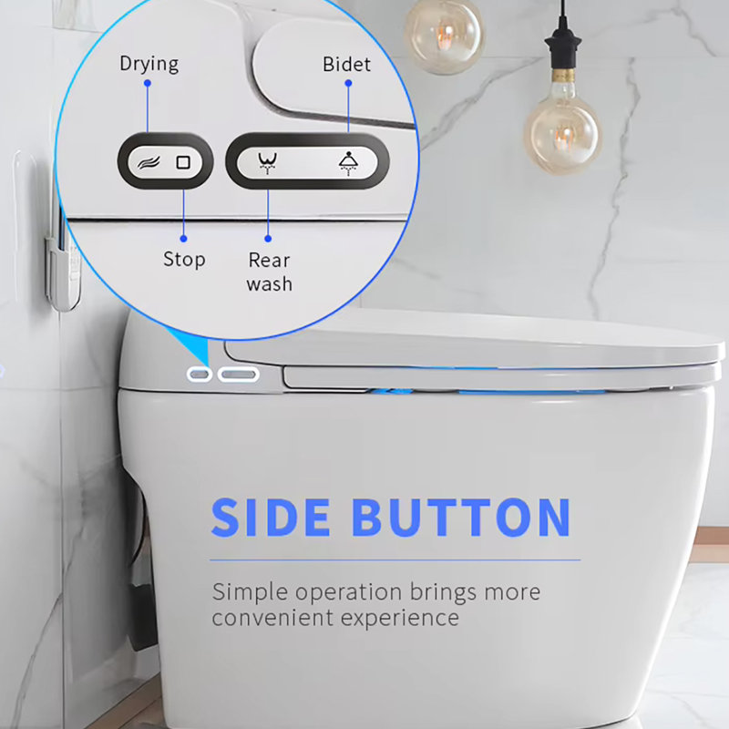Toilette allongée intelligente avec bidet, options de chasse automatique, siège chauffant - fonction de mise à niveau de salle de bain