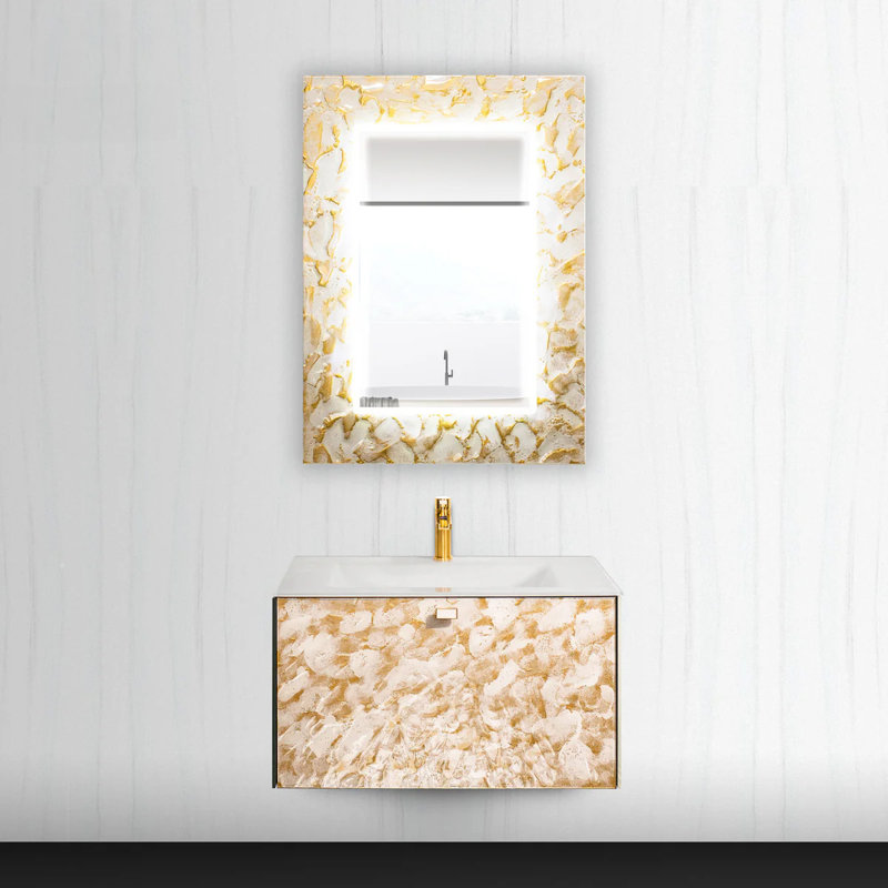 Felvy 32'' W Single Vanity, White/Gold, White