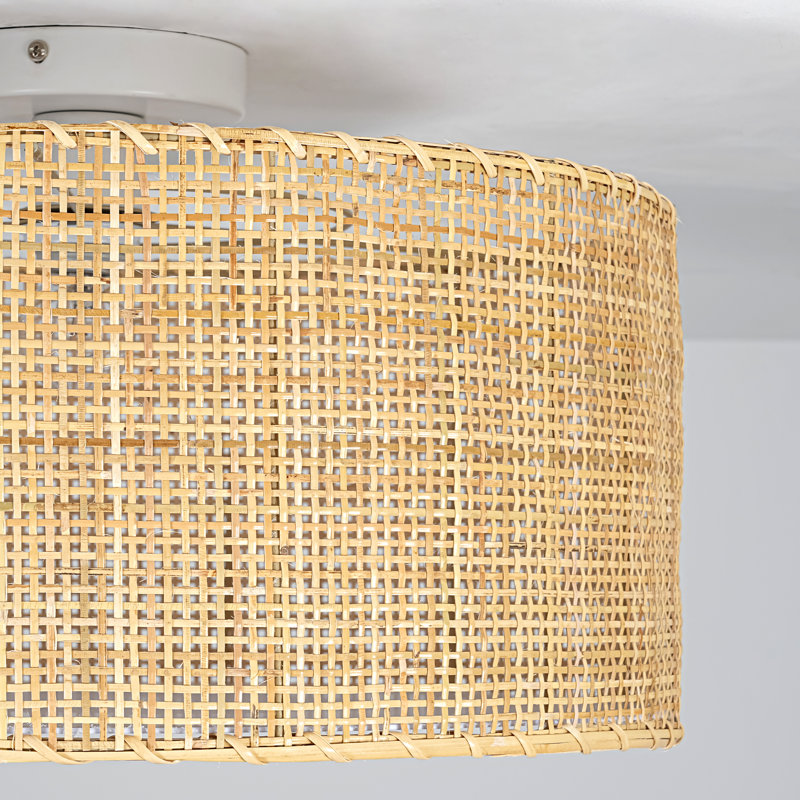 Plafonnier semi-encastré en rotin 1 lumière