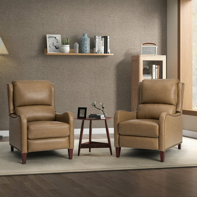 Fauteuils inclinables manuels Beecher Lima, Cuir fleur taupe
