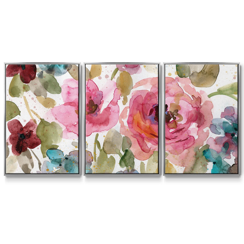 " Garden Palette I " 3 - Pieces, 40" H x 78" W x 2" D, Silver 