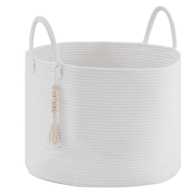 Beachcrest Home Priscila Cotton Decorative Basket, White