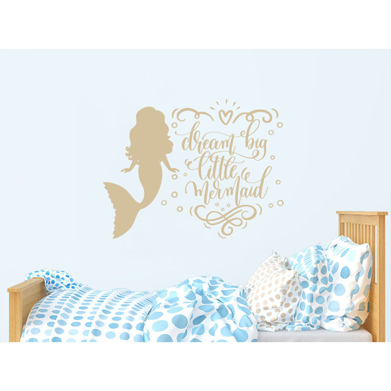 Autocollant mural Dream Big Little Mermaid, Beige