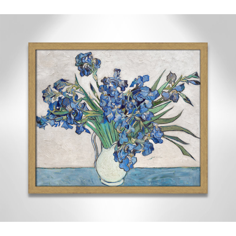Imprimé iris bleu par Vincent Van Gogh, Cadre naturel mince, Pas de tapis, H 19 po x l 16 po