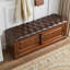 Banc rembourré en noyer clair-1499153998