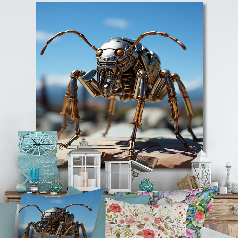 Fourmis industrielles II sur toile, H 36 po x l 36 po x P 1,5 po, Toile tendue