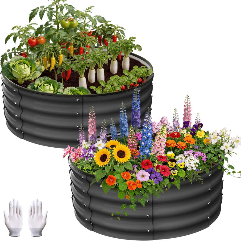 Metal Planter, 30cm H x 90cm W x 90cm D, Grey
