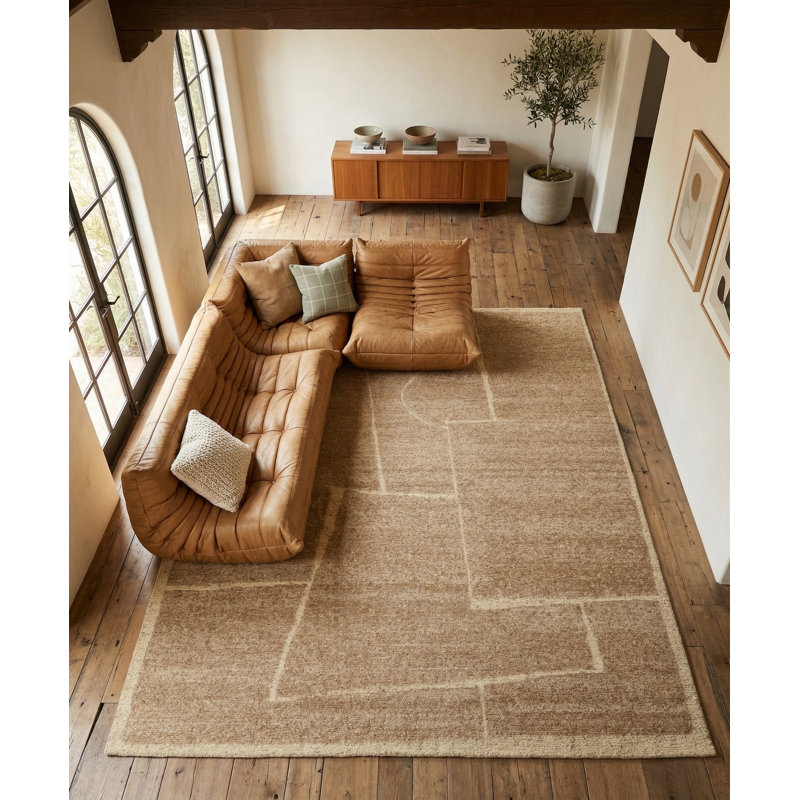 Amara Hand Knotted New Zealand Wool Camel Area Rug, 12'X15'