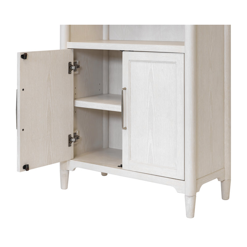 Bibliothèque moderne en bois avec portes, étagère de bureau, armoire de rangement, entièrement assemblée, blanc