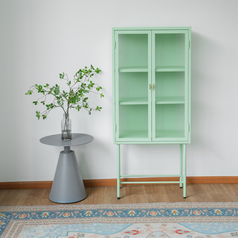 61''H Accent Cabinet With Removable Shelves, Light Green