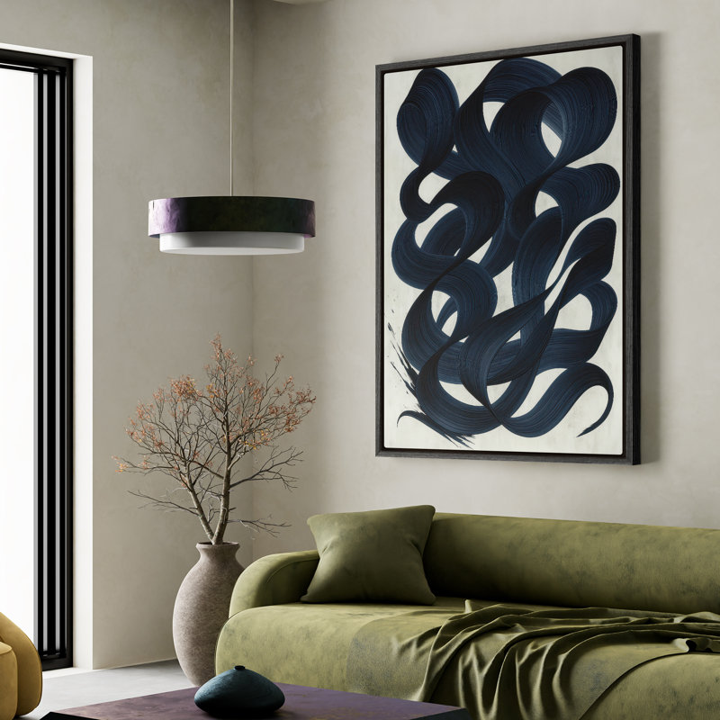 Framed Canvas Wall Art, Vintage Abstract Wall Canvas Prints 16"x24", Black, 24" H x 16" W