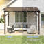 Pergola murale de terrasse avec toit en acier galvanisé incliné-119304846-113196379