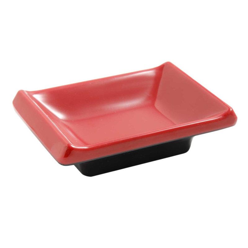 Black & Red Rectangular Melamine Condiment Server