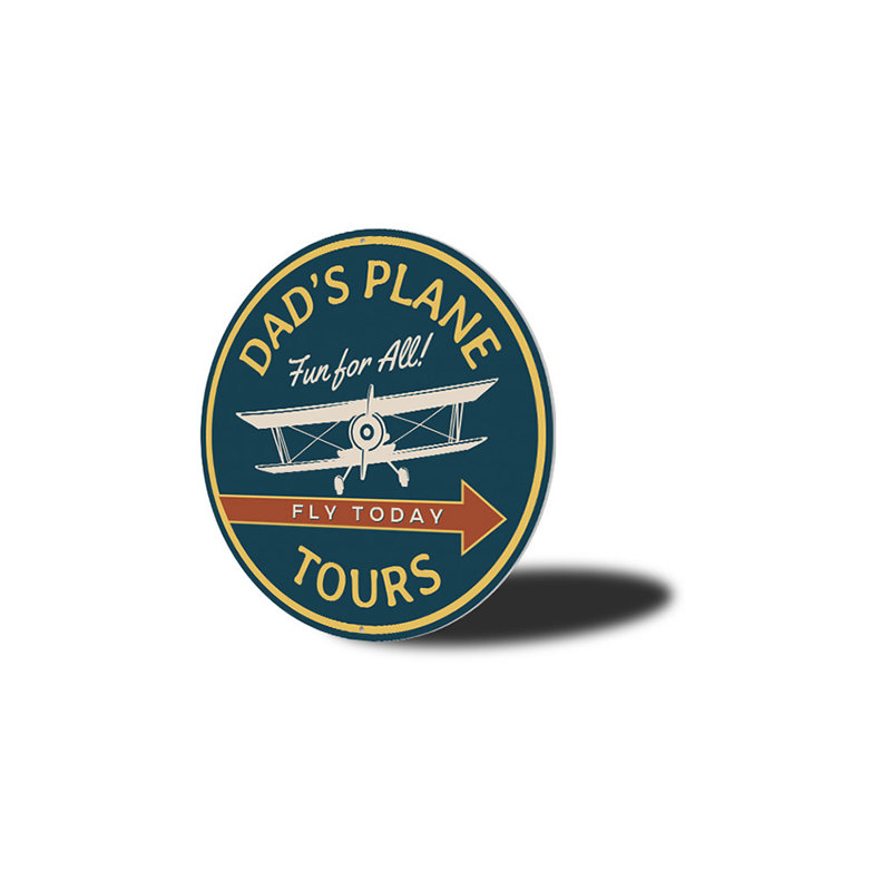 Panneau en aluminium «Dad's Plane Tours», H 18 po x l 18 po x P 0,06 po