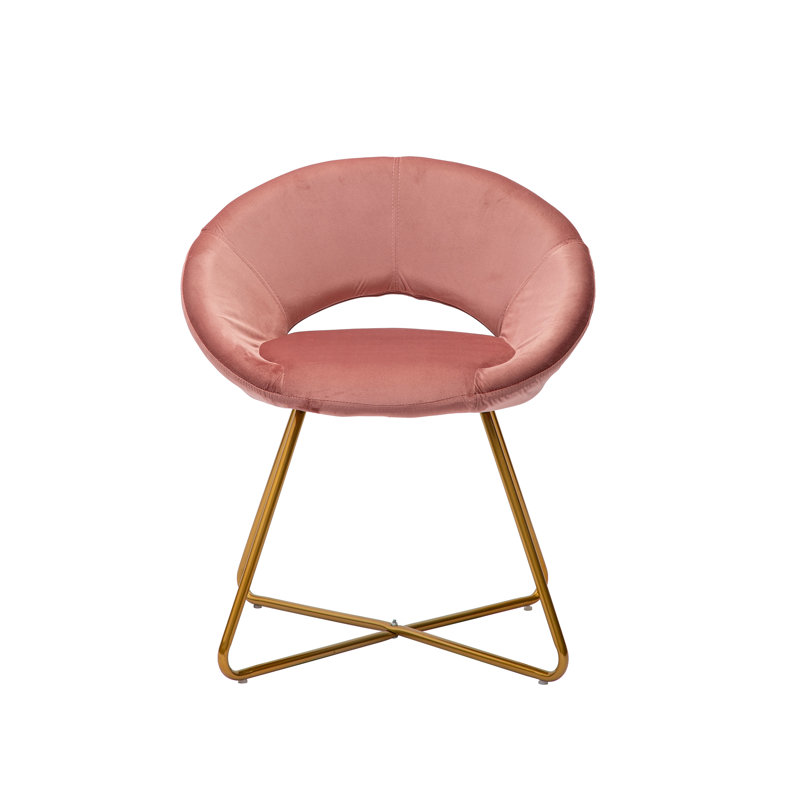 Colmar Velvet Accent Chair with Metal Legs, Rose