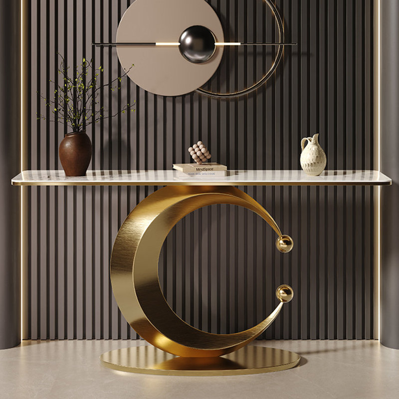 Console légère haut de gamme simple et luxueuse, 33.5" H x 55.1" W x 13.8" D, Doré