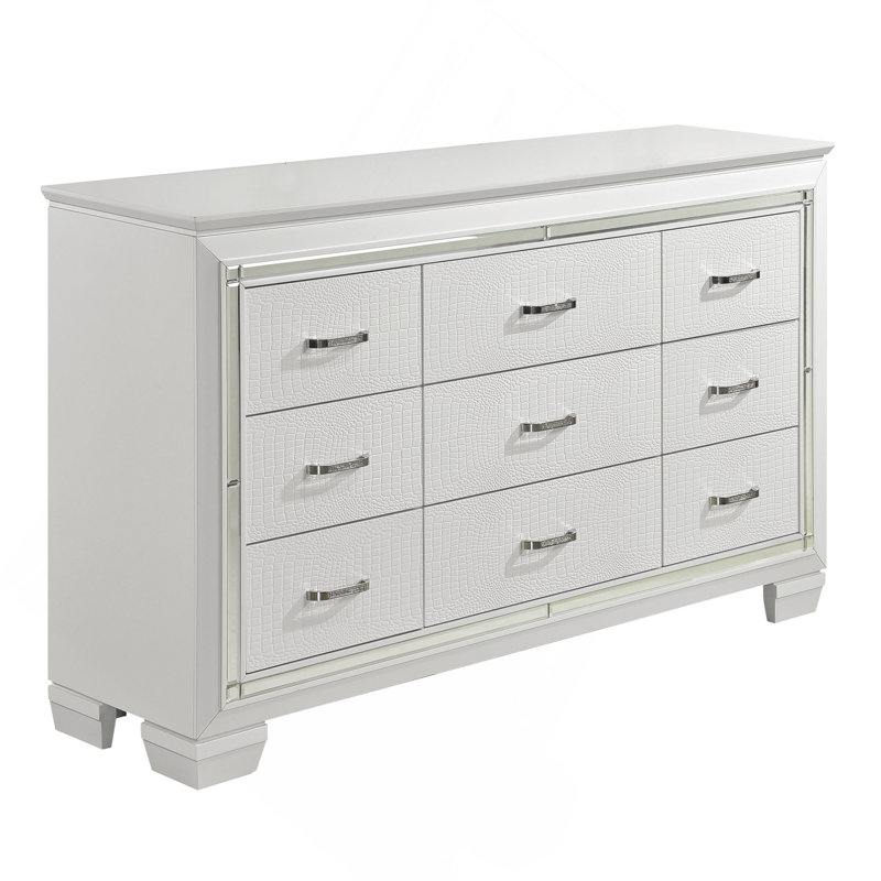 Commode de style audacieux 9 tiroirs, Blanc