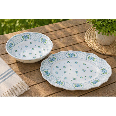 Blue Hydrangea Melamine Serving Set