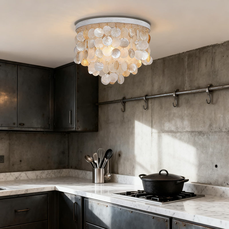 Plafonnier encastré avec lustre décoratif à 3 lumières Shell pour lustre Shell