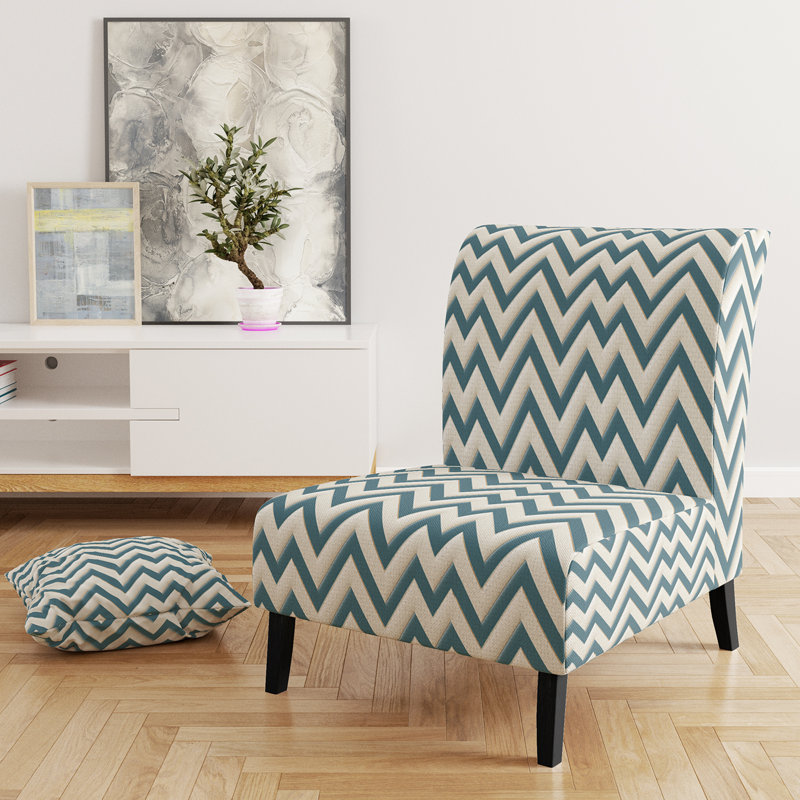 Motif géométrique à chevrons harmonisés - Fauteuil d'appoint et fauteuil rembourrés