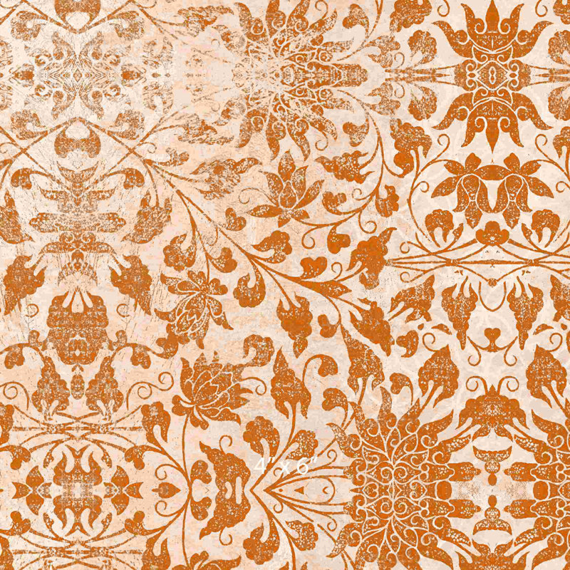 Motif floral de fond orange, H 12 po x l 12 po