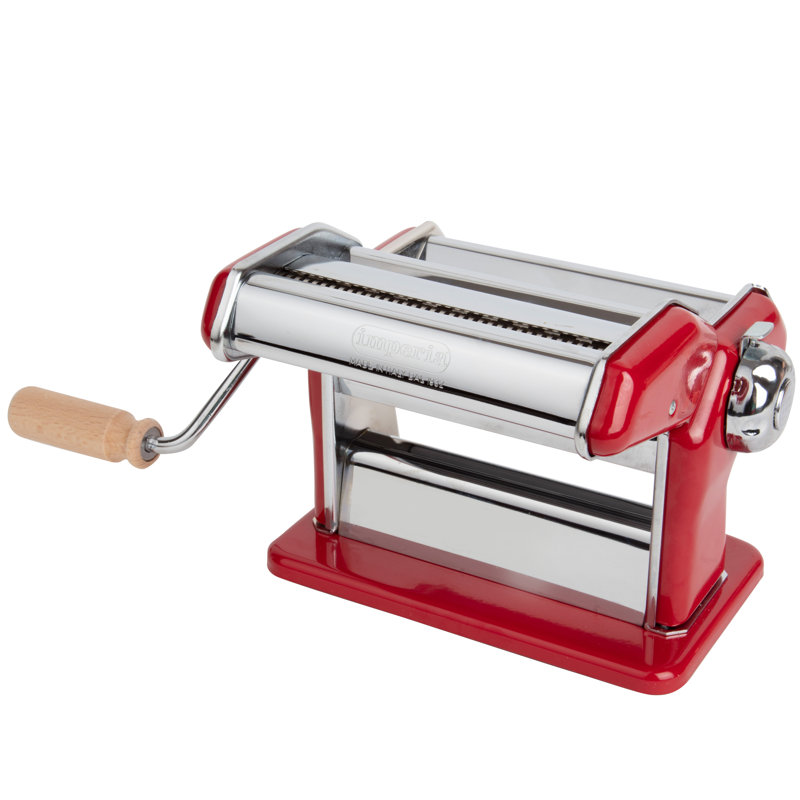CucinaPro Manual Pasta Maker, Silver/Red
