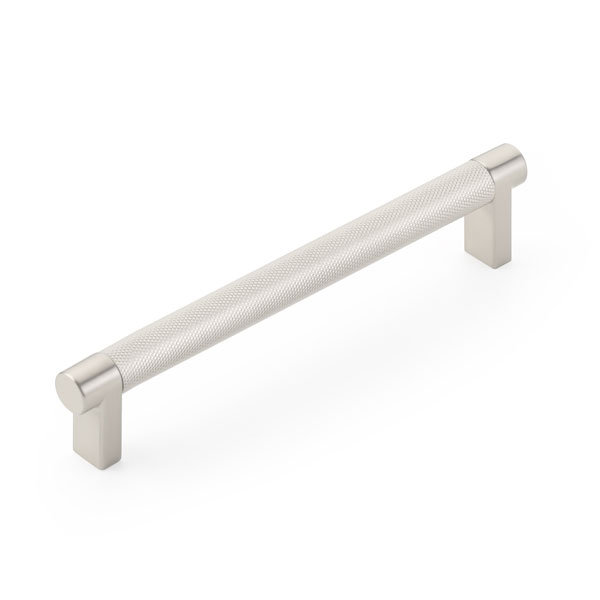 Emtek Select Cabinet Pull w/ Rectangular Stem & Knurled Bar, Satin Nickel, 6" Center to Center