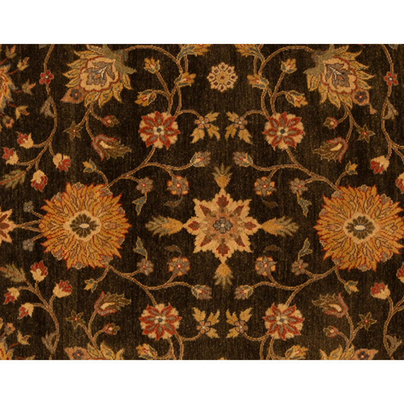 Tapis noir et crème noué à la main de haute qualité