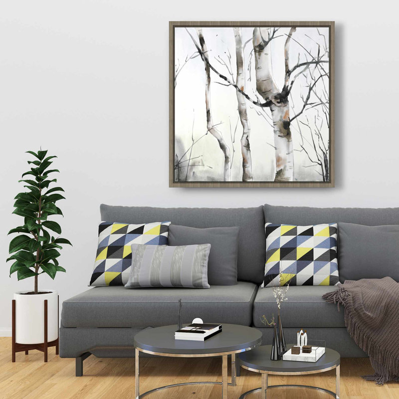 Three Birches Trees - Landscapes Office Framed Canvas Decor
