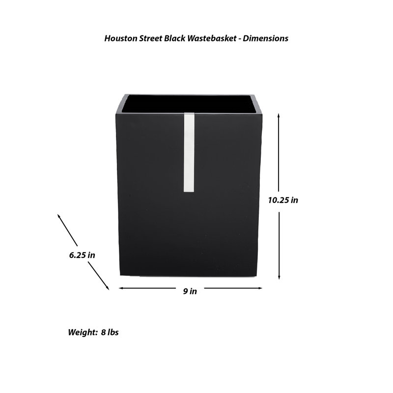 Corbeille ouverte en résine Houston Street - 2 gallons, Noir