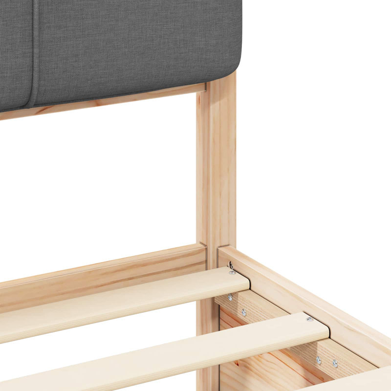 Solid Wood Bed Frame, European Single (90 x 200 cm), Dark Grey