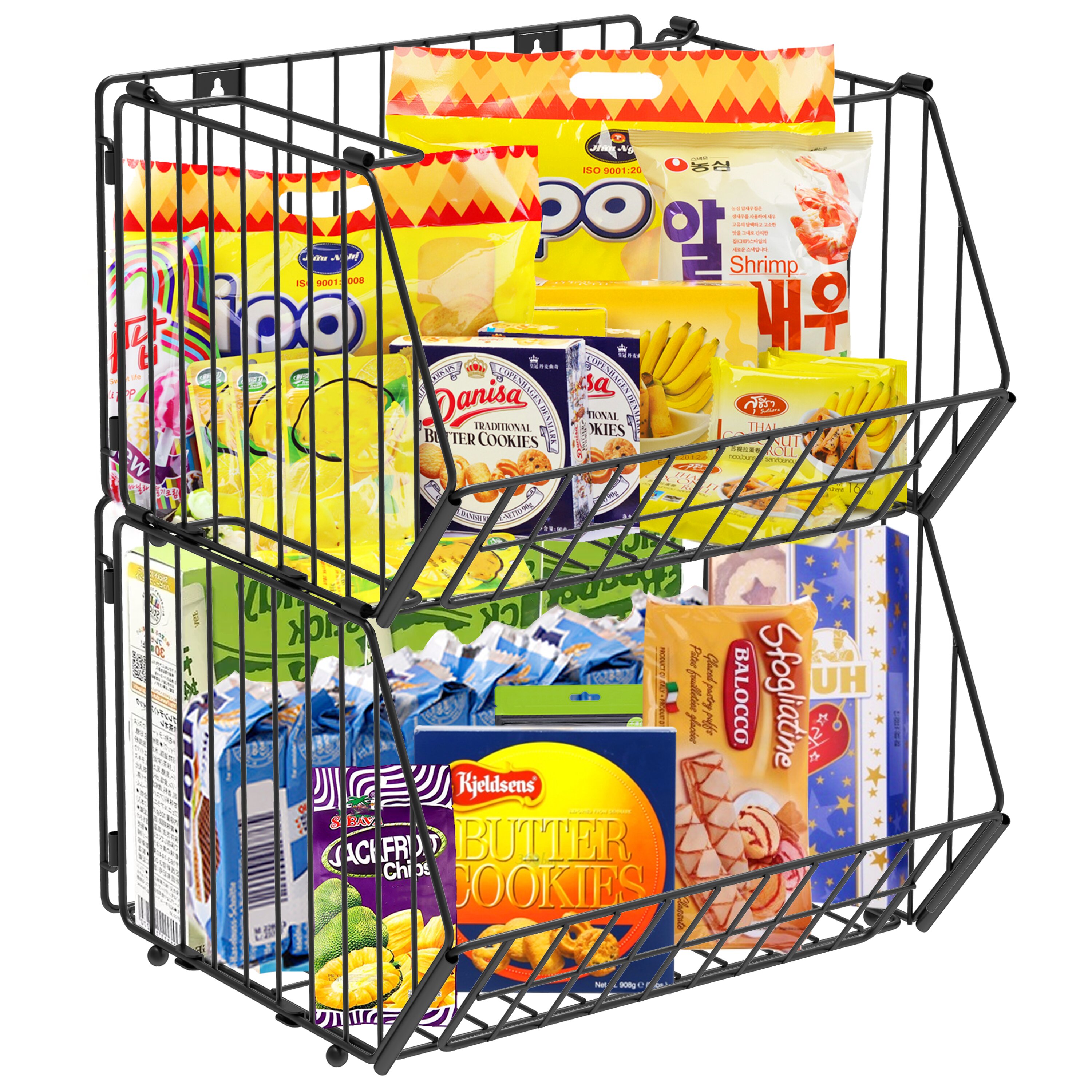 4 Pack Deep Freezer Organizer Bins Stackable Wire Basket for Organizing Metal Wire Storage Baskets for Pantry, Freezer Baskets for Chest Freezer