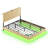 Queen Floating Bedstead, With Charging Station And Led Lights, Wavy Headboard, With Heavy Metal Flat Noodles No Box Springs Required-1945128871-1945128870