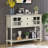 Sideboard Console Table with Bottom Shelf, Farmhouse Wood/Glass Buffet Storage Cabinet