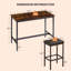 Ensemble de table de salle à manger 5 pièces de style pub, table de pub de style industriel, 4 chaises de bar en cuir PU, brun rustique, l 47,2 po x l 23,6 po x H 35,4 po