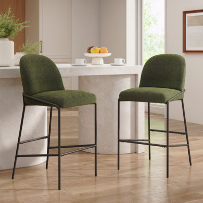 Set Of 2 Dining Chairs, Metal Upholstered Barstool