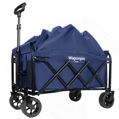 Upgraded 5*2" Wide Wheels-Expandable Dual-Layer Utility Wagon with 100% Extra Space, 220lbs Capacity Grocery Cart for Camping, Shopping, Sports, Gardening, Fishing
