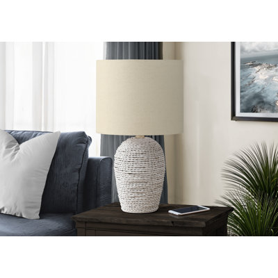 Lighting, 17"h, Table Lamp, Natural Rattan, Beige Shade, Transitional