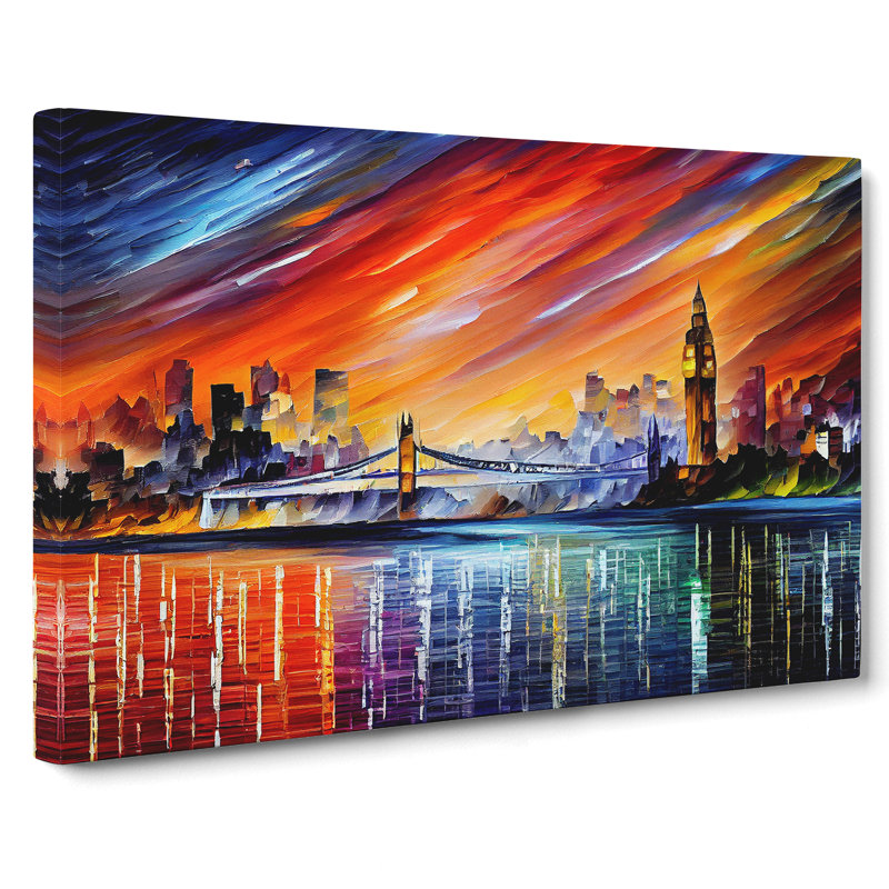 London Skyline Painted - Wrapped Canvas Painting, 35cm H x 50cm W x 3cm D