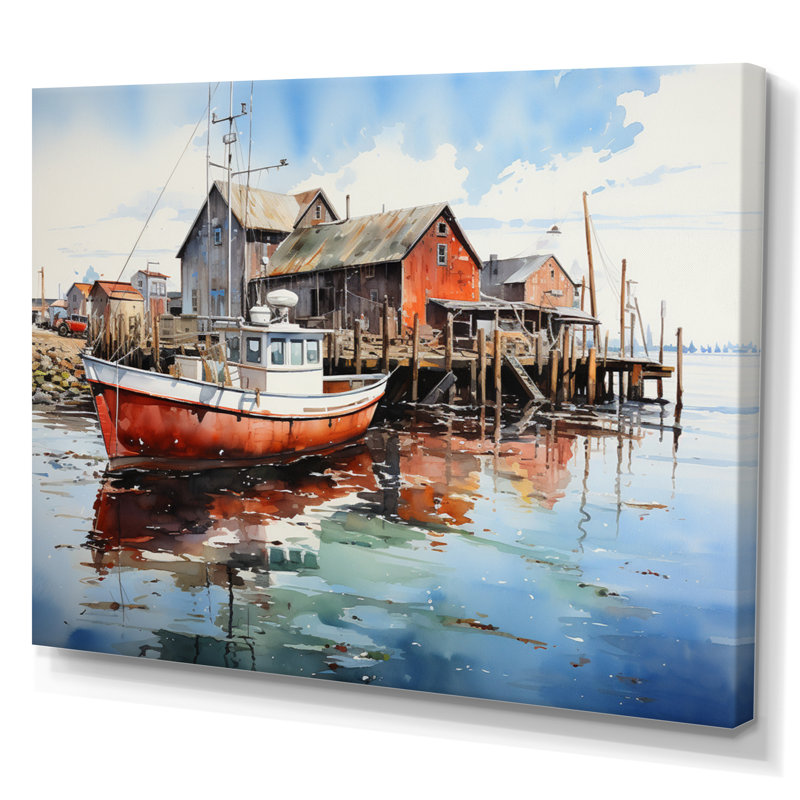 Port Portside Reflection Pointillism I sur impression sur toile, H 34 po x l 44 po x P 1,5 po, Toile tendue