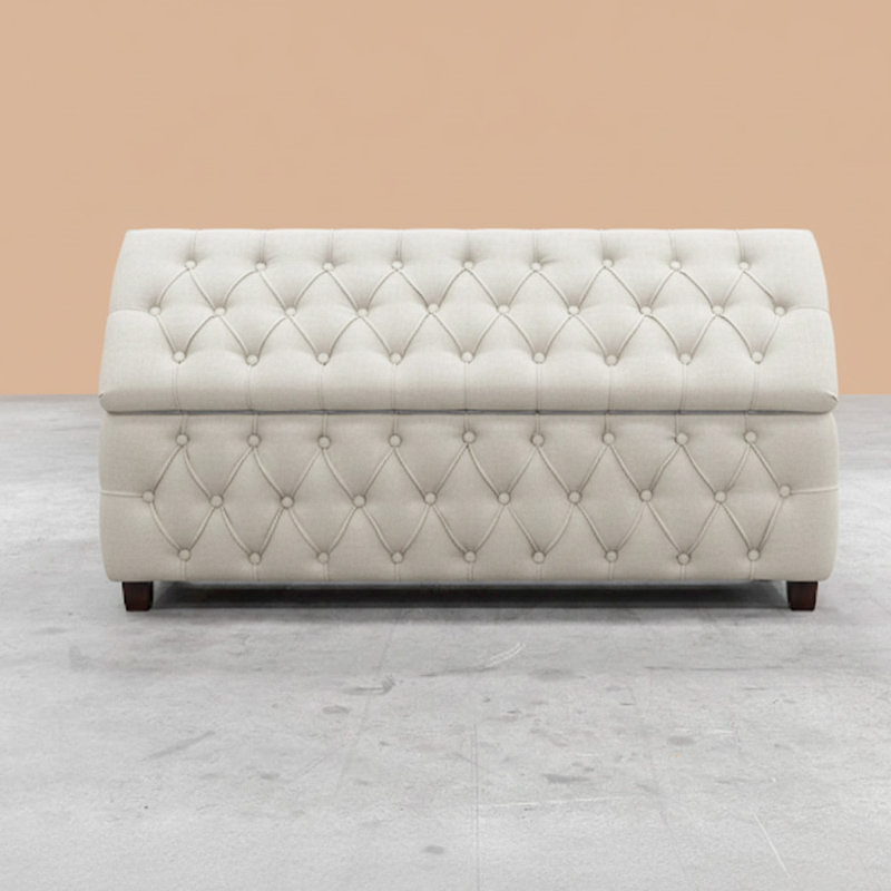 Riga Wide Velvet Tufted Rectangle Solid Color Ottoman Box with Storage, Upholstered Footstool Shoes Bench with Legs