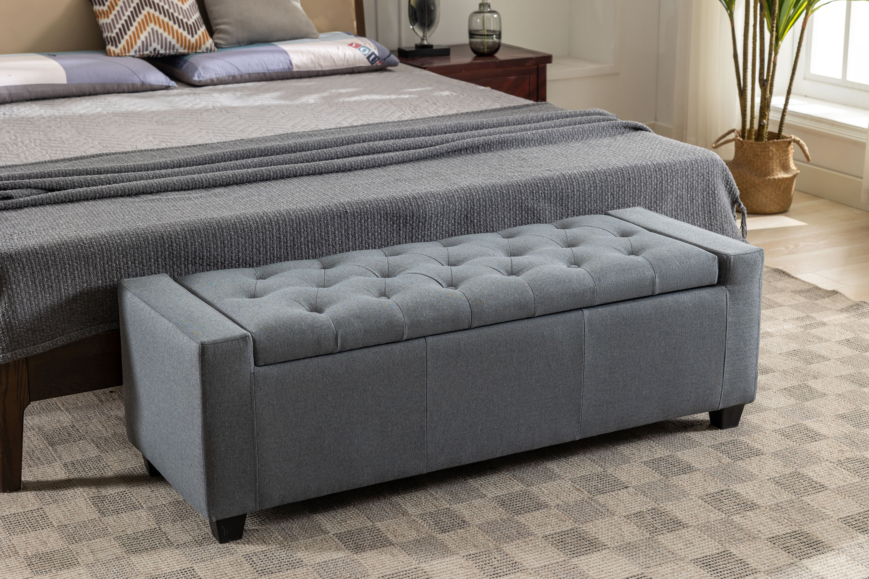 Wade Logan Ayob Fabric Upholstered Flip Top Storage Ottoman Bench ...