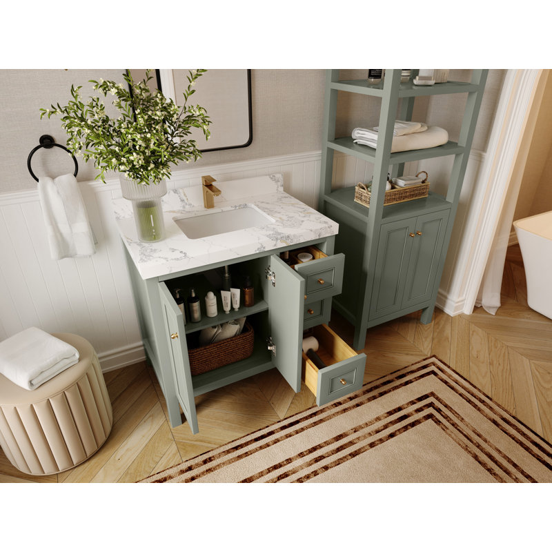 Nashville X P 22 po Meuble-lavabo central en albâtre, Evergreen, Onyx